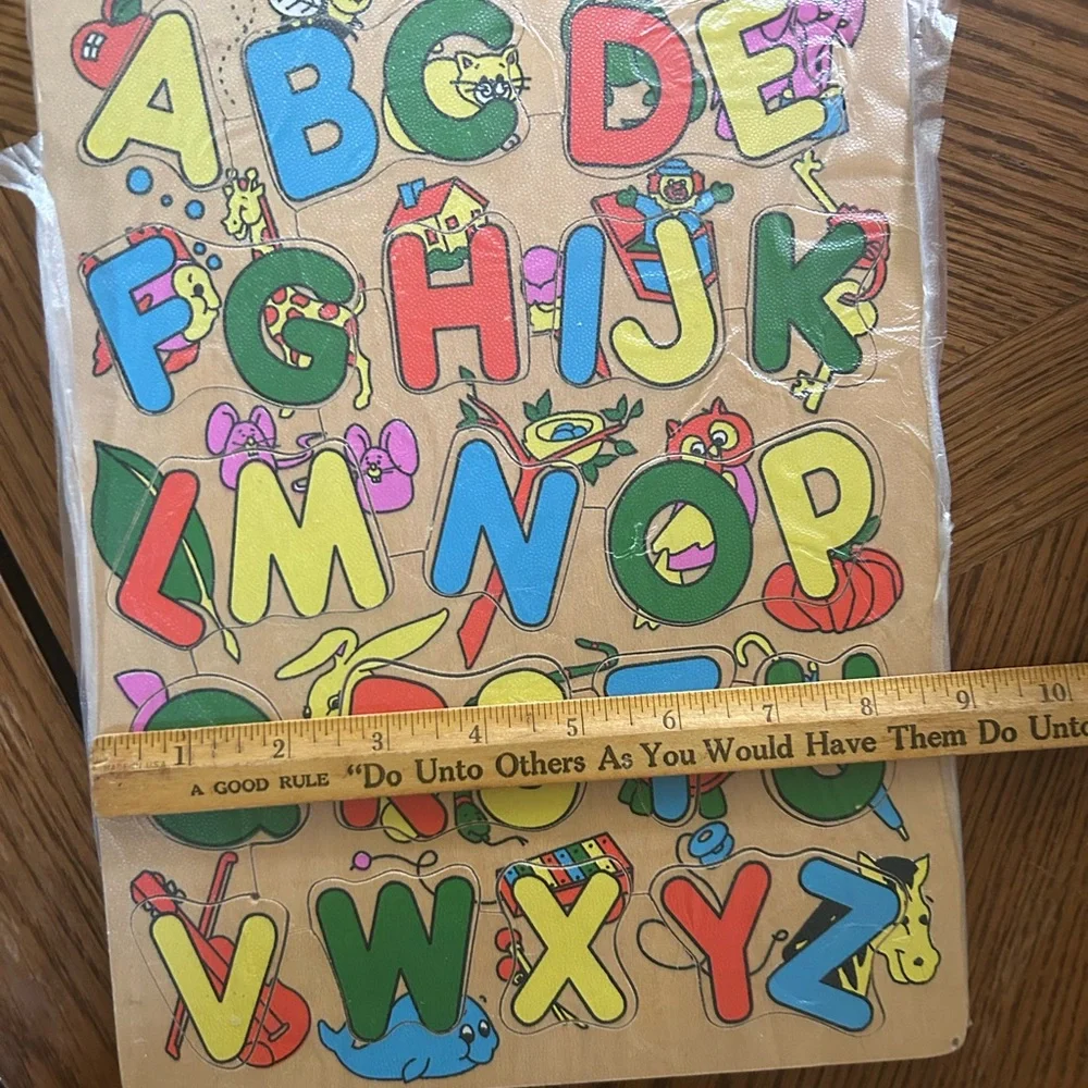 Vintage Wood Alphabet Puzzle for Kids